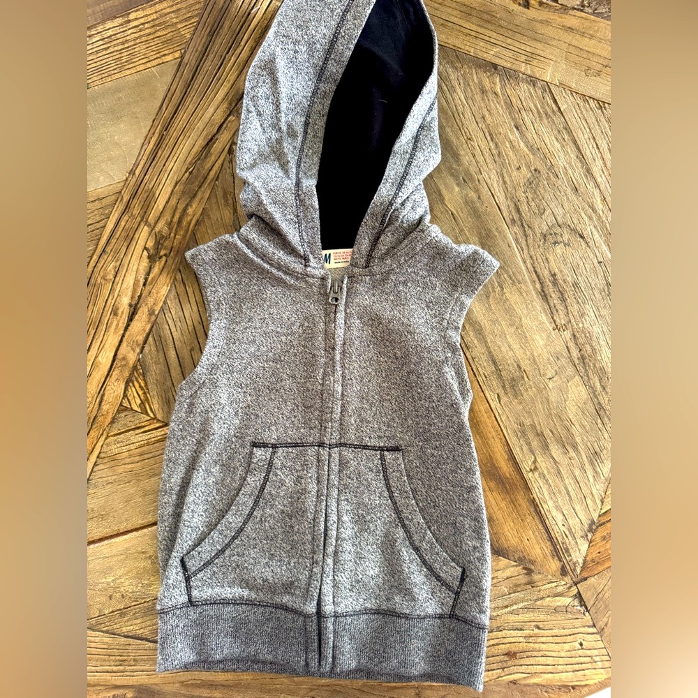 H&M Gray Zip-Up Sleeveless Hoodie Sweatshirt